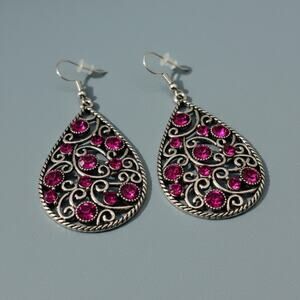 Elegant Silver and Purple Teardrop Earrings
